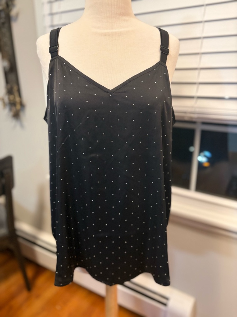 Torrid Black Satin Cami with Rhinestones (NWT)